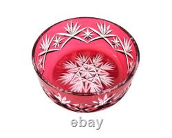 Coupe / saladier centre de table cristal overlay taillé rouge Saint-Louis St