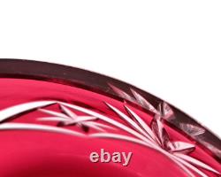 Coupe / saladier centre de table cristal overlay taillé rouge Saint-Louis St