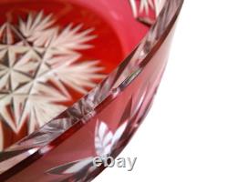 Coupe / saladier centre de table cristal overlay taillé rouge Saint-Louis St