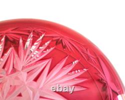 Coupe / saladier centre de table cristal overlay taillé rouge Saint-Louis St