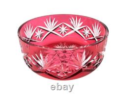 Coupe / saladier centre de table cristal overlay taillé rouge Saint-Louis St