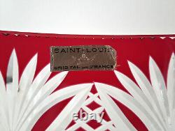 Coupe saladier centre de table cristal overlay taillé rouge signé Saint-Louis St