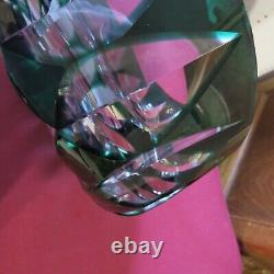 Coupe saladier centre de table en cristal de saint louis de couleur verte Ø 22cm