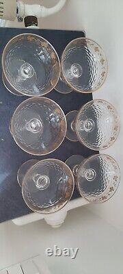 Coupes A Champagne Baccarat-Saint Louis-Cristal Nid D'abeilles Dorures à l'or