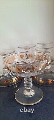 Coupes A Champagne Baccarat-Saint Louis-Cristal Nid D'abeilles Dorures à l'or