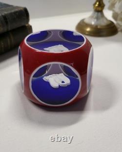 Cristal SAINT LOUIS Cristallo-cérame Presse papier Overlay Triplé Paperweight