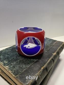 Cristal SAINT LOUIS Cristallo-cérame Presse papier Overlay Triplé Paperweight
