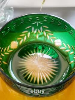 Cristal Saint-Louis France Art Déco grande coupe verte cristal en parfait état