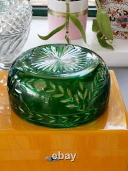 Cristal Saint-Louis France Art Déco grande coupe verte cristal en parfait état