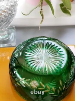 Cristal Saint-Louis France Art Déco grande coupe verte cristal en parfait état