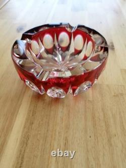 Cristal Saint-Louis France grand vide-poche cendrier rouge 15cm Ambassadeur