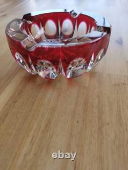 Cristal Saint-Louis France grand vide-poche cendrier rouge 15cm Ambassadeur