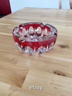Cristal Saint-Louis France grand vide-poche cendrier rouge 15cm Ambassadeur