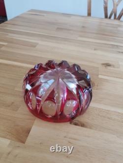 Cristal Saint-Louis France grand vide-poche cendrier rouge 15cm Ambassadeur