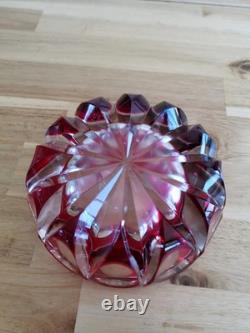 Cristal Saint-Louis France grand vide-poche cendrier rouge 15cm Ambassadeur