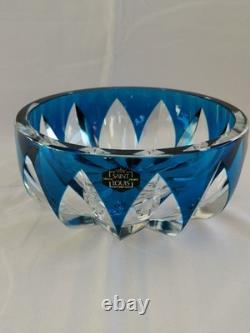 Cristal Saint-Louis France très grande coupe bleu en cristal en parfait état