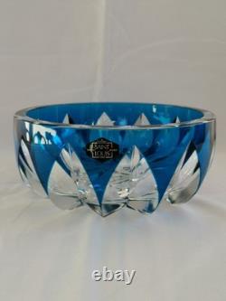 Cristal Saint-Louis France très grande coupe bleu en cristal en parfait état