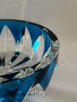 Cristal Saint-Louis France très grande coupe bleu en cristal en parfait état