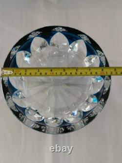 Cristal Saint-Louis France très grande coupe bleu en cristal en parfait état