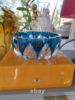 Cristal Saint-Louis France très grande coupe bleu en cristal en parfait état