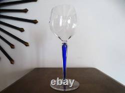 Cristal Saint Louis Rare verre à eau pied filigrané bleu signé 21,5 cm Lot 2