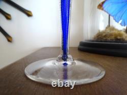 Cristal Saint Louis Rare verre à eau pied filigrané bleu signé 21,5 cm Lot 2