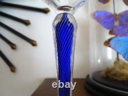 Cristal Saint Louis Rare verre à eau pied filigrané bleu signé 21,5 cm Lot 2