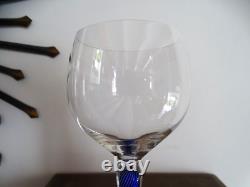 Cristal Saint Louis Rare verre à eau pied filigrané bleu signé 21,5 cm Lot 2