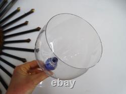 Cristal Saint Louis Rare verre à eau pied filigrané bleu signé 21,5 cm Lot 2