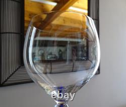 Cristal Saint Louis Rare verre à eau pied filigrané bleu signé 21,5 cm Lot 2