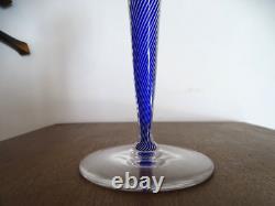 Cristal Saint Louis Rare verre à vin pied filigrané bleu signé 19,5 cm Lot 4
