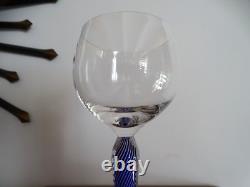 Cristal Saint Louis Rare verre à vin pied filigrané bleu signé 19,5 cm Lot 4