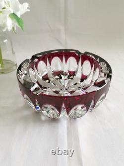 Cristal Saint-Louis grand vide-poche cendrier rouge 17cm Ambassadeur mauve