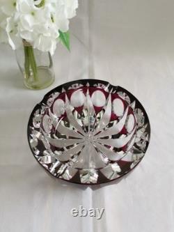 Cristal Saint-Louis grand vide-poche cendrier rouge 17cm Ambassadeur mauve