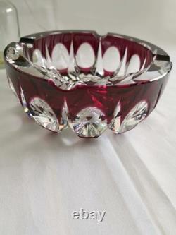 Cristal Saint-Louis grand vide-poche cendrier rouge 17cm Ambassadeur mauve