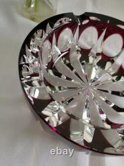 Cristal Saint-Louis grand vide-poche cendrier rouge 17cm Ambassadeur mauve