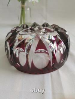 Cristal Saint-Louis grand vide-poche cendrier rouge 17cm Ambassadeur mauve