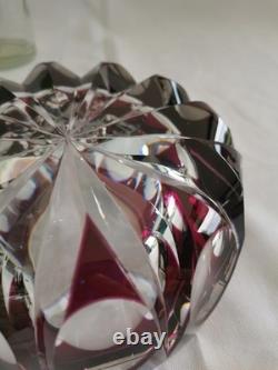 Cristal Saint-Louis grand vide-poche cendrier rouge 17cm Ambassadeur mauve