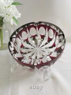 Cristal Saint-Louis grand vide-poche cendrier rouge 17cm Ambassadeur mauve