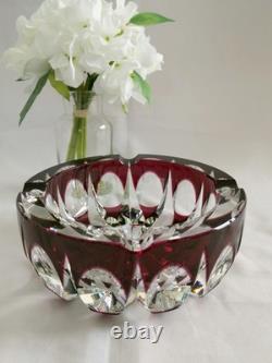 Cristal Saint-Louis grand vide-poche cendrier rouge 17cm Ambassadeur mauve