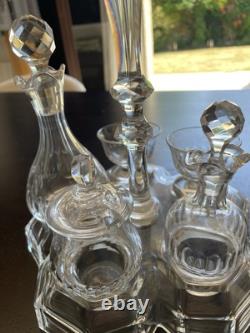 Cristal St Louis Avant 1930 Huile Vinaigre Moutarde Sel Poivre Cristal Ancien