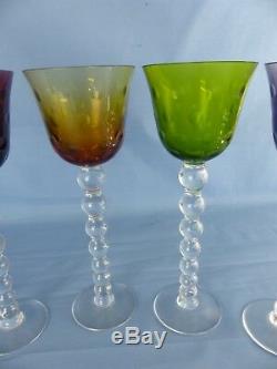 Cristal de SAINT-LOUIS lot de 6 grands verres couleurs modèle BUBBLES 24,3 cm