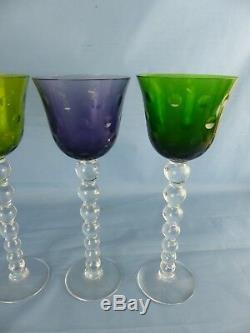 Cristal de SAINT-LOUIS lot de 6 grands verres couleurs modèle BUBBLES 24,3 cm