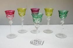Cristal de Saint Louis 6 verres couleur signés