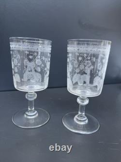 Deux Verres En Cristal Gravé Monogramme L A Baccarat St Louis