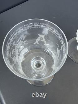 Deux Verres En Cristal Gravé Monogramme L A Baccarat St Louis