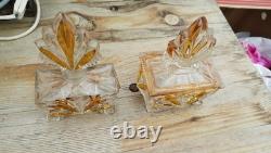 Ensemble 3 flacons cristal parfums vaporisateur poudrer vintage Saint-Louis 1970