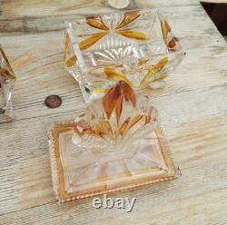 Ensemble 3 flacons cristal parfums vaporisateur poudrer vintage Saint-Louis 1970