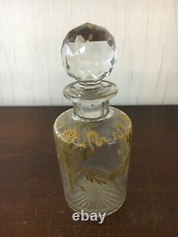 Flacon doré en cristal de Baccarat ou Saint Louis h 19.5 cm