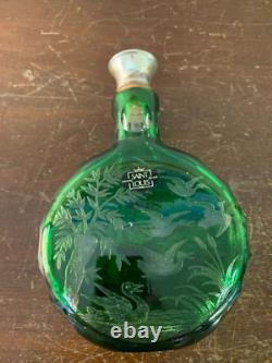 Flasque gravée verte en cristal de Saint Louis modèle3